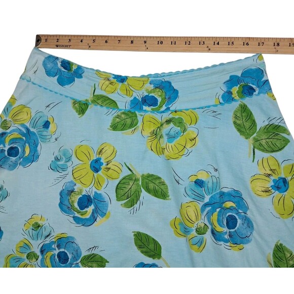 Vintage Liz Claiborne Skirt Women's 14 Blue‎ Linen Blend Floral A Line Spring - Picture 12 of 12